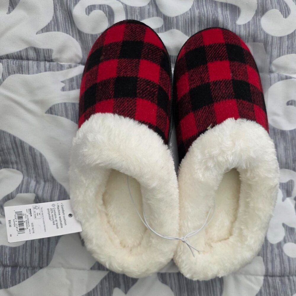 Buffalo plaid womans slippers